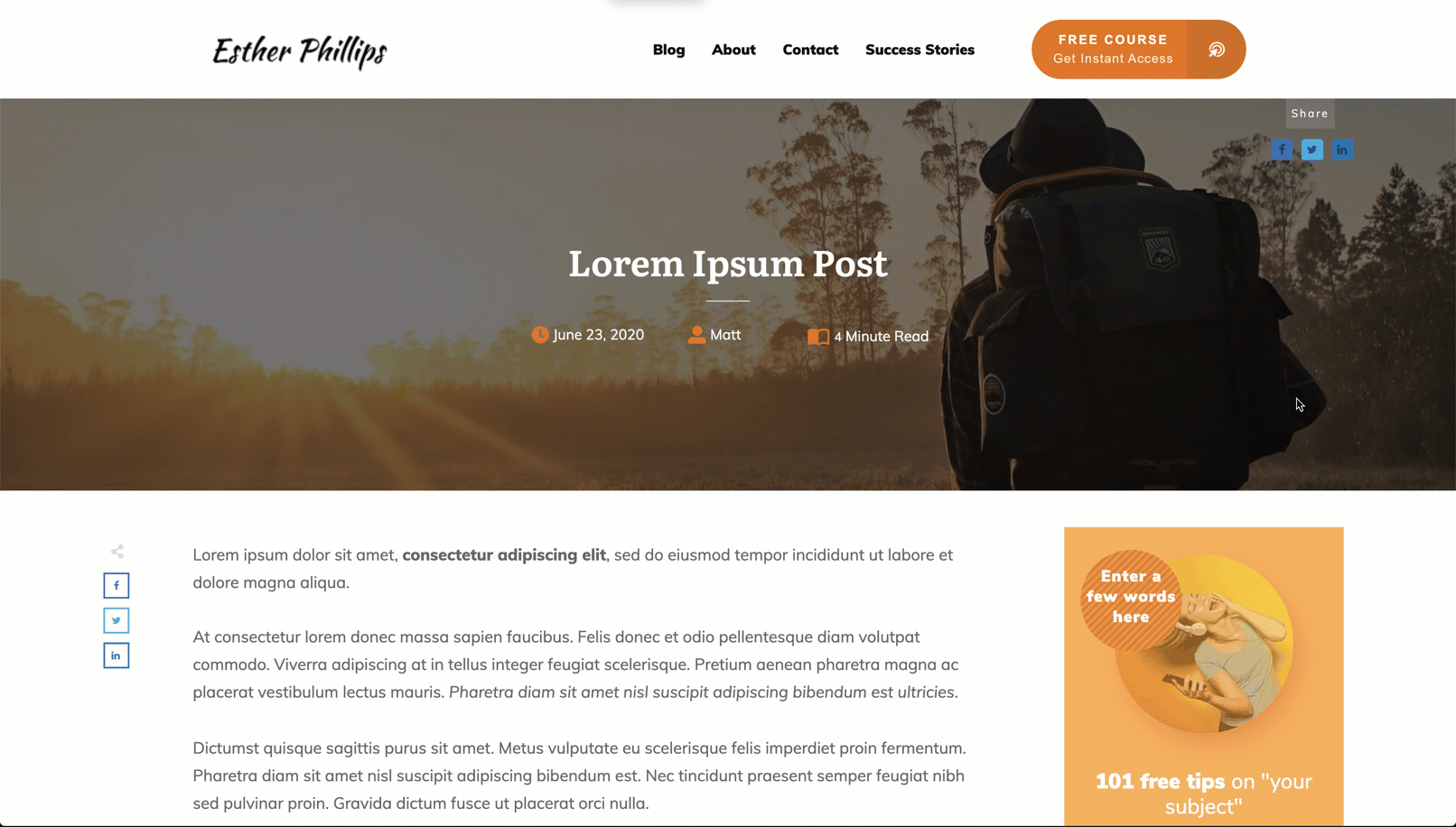 12. Remaining-Reading-Time-Indicator Reading Time Remaining example in a Sticky Sidebar