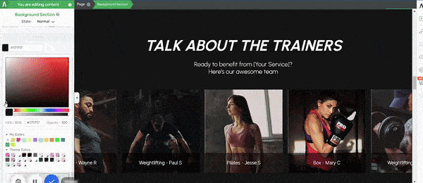 ColorChangeforBlock Peak Gym Theme for WordPress