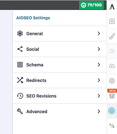 AIOSEO Sidebar in Thrive Architect