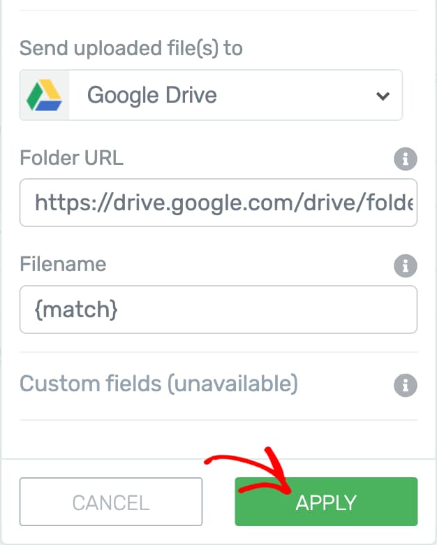 Apply the changes to the File upload field.