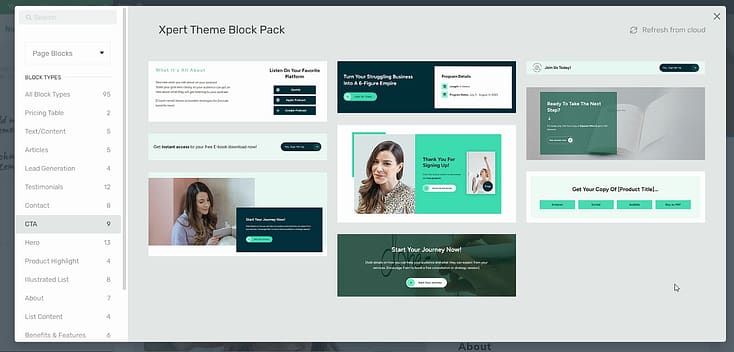 CTA Section from Xpert Block Template pack. Xpert is a Thrive Theme Builder theme for online coaches