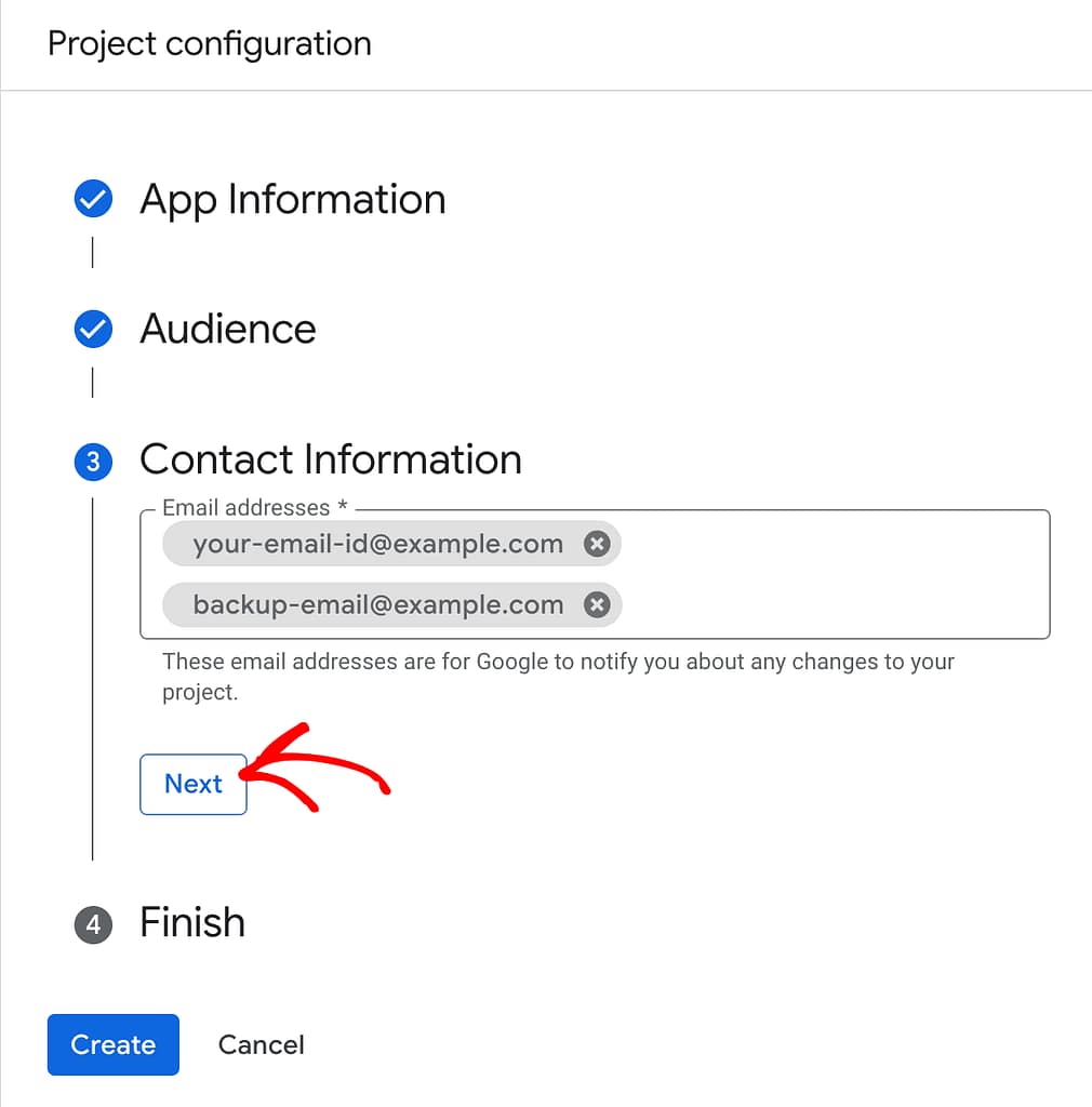Enter your contact information - the Email IDs