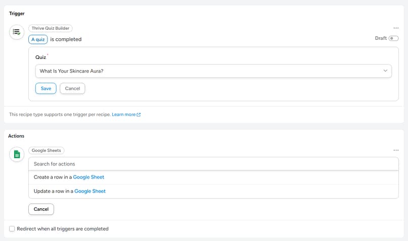 Google Sheets Recipe