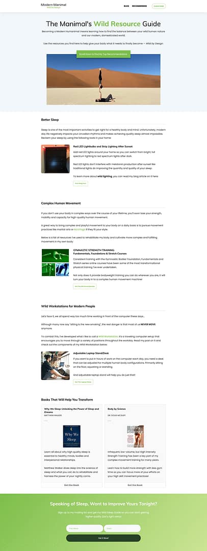 Modern Mainimal NEW Recommended Resources Page An updated Recommended Resources page built by a non-designer in 15 minutes using nothing but Block element templates.