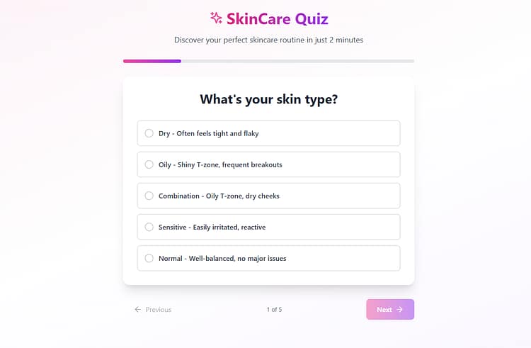 product recommendation quiz