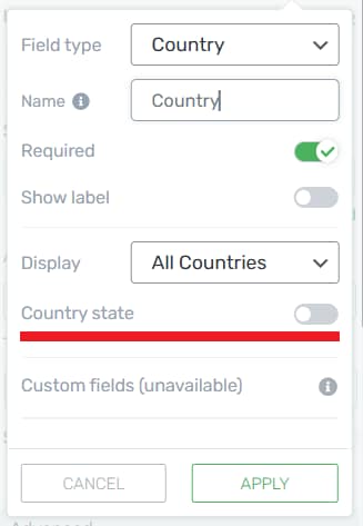 select country state