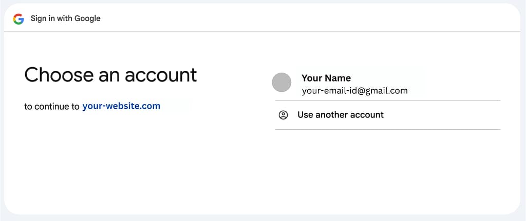 Select your Google account that will grant permissions.