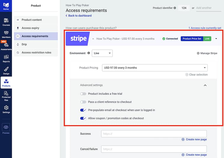 Stripe Backend Settings