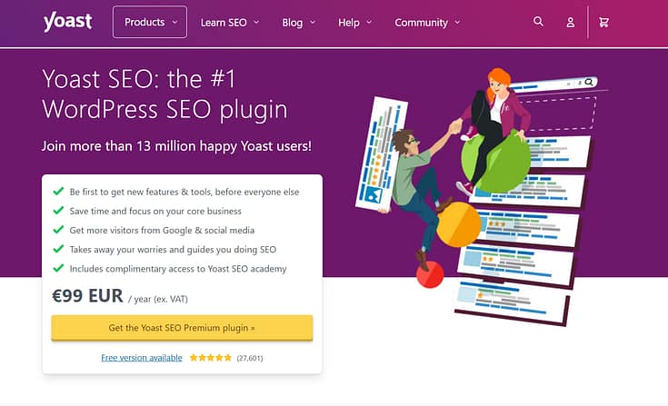 Screenshot of Yoast SEO page