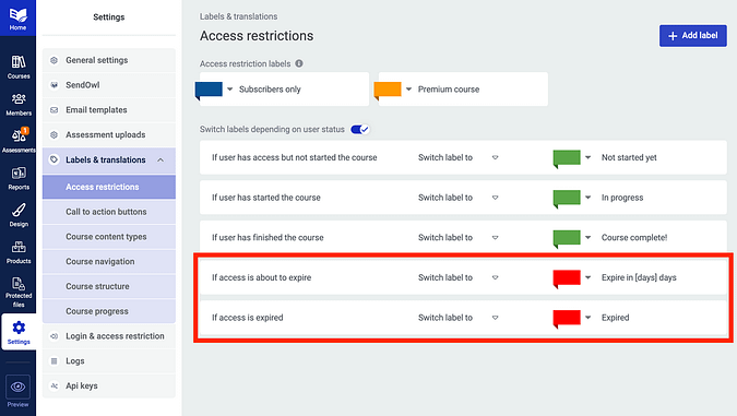Access Restriction Labels