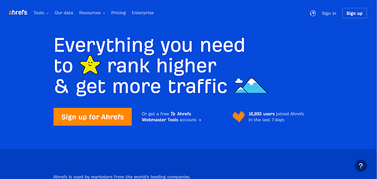 Screenshot of Ahrefs hero section