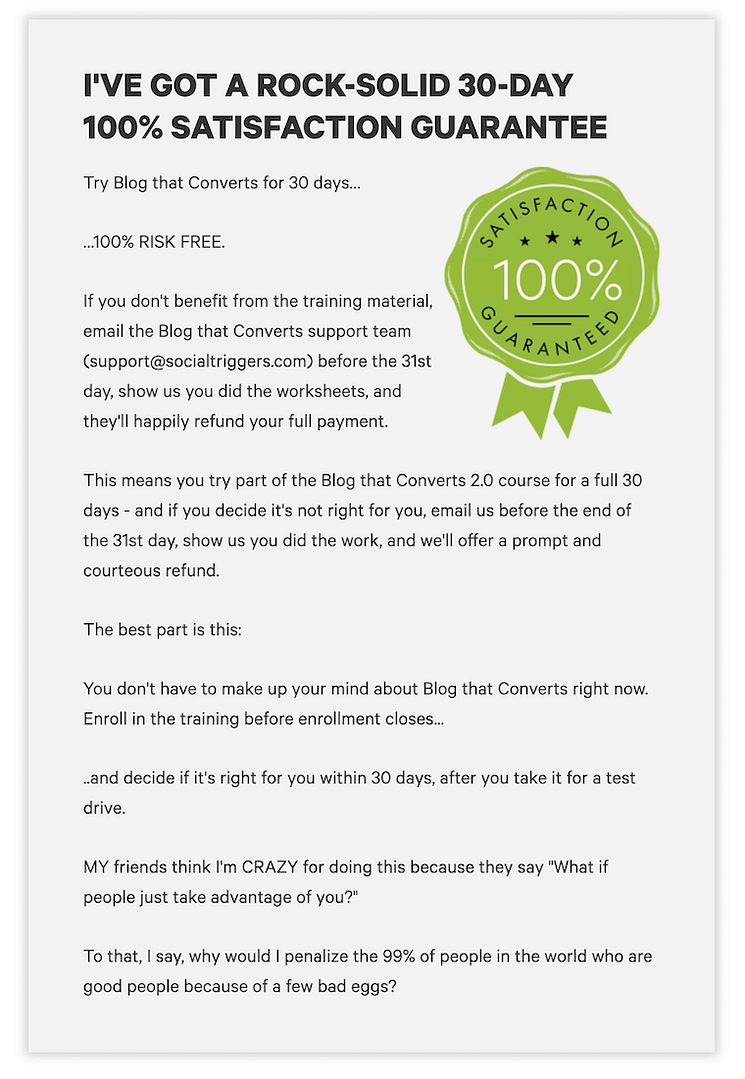 Blog That Converts - Guarantee