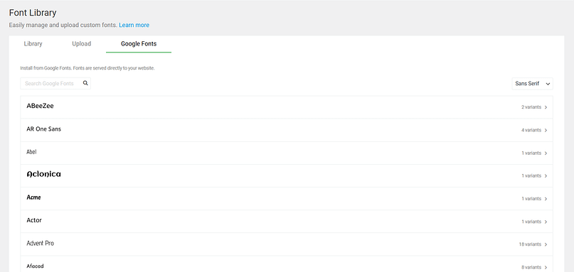 Choose a Google Font