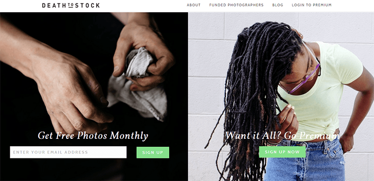 Death to Stock opt-in page