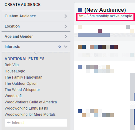 Enter Intrests in Facebook Insights