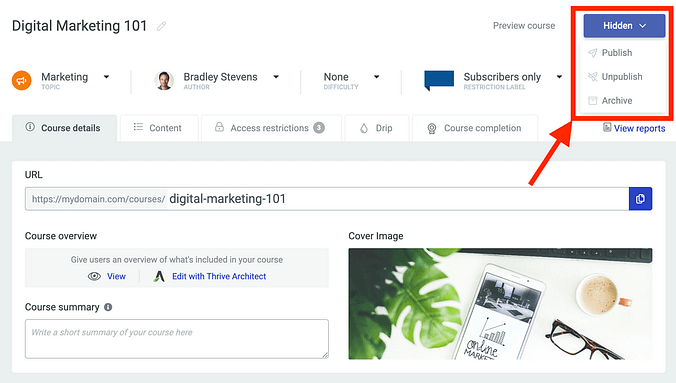 Hidden and Archived Courses