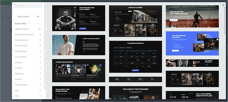 image 31 Block templates available in Peak Gym Theme for WordPress