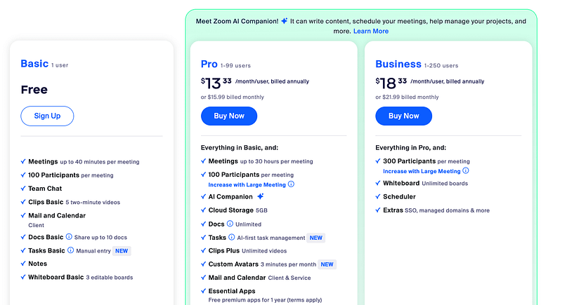 Goldilock membership pricing tiers