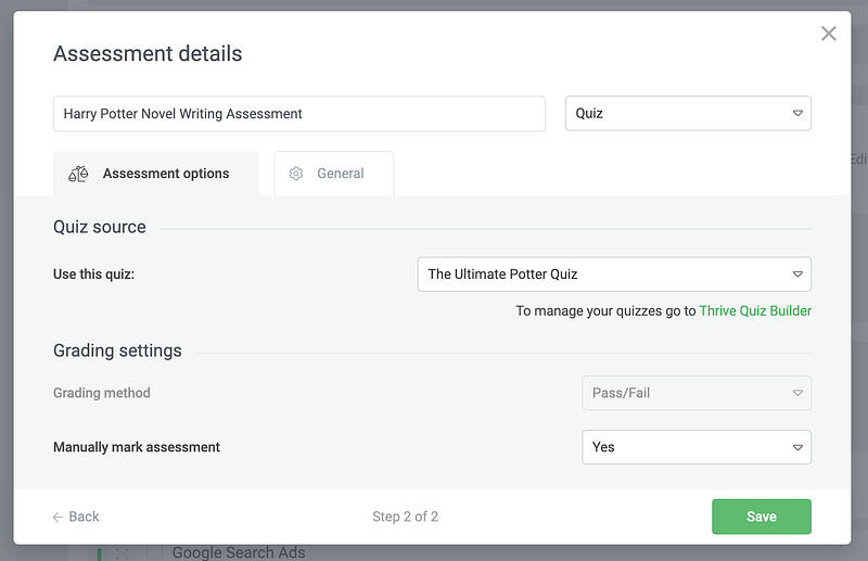 Quiz Builder Quiz settings