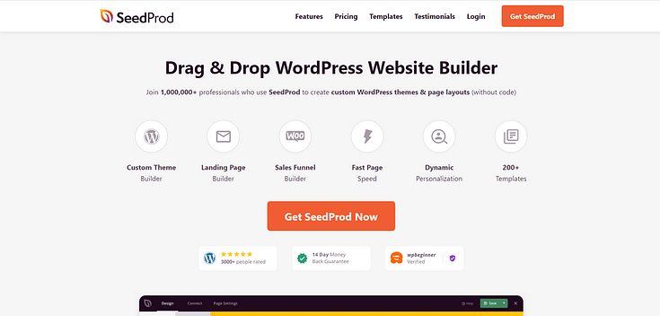 Screenshot of SeedProd Sales page