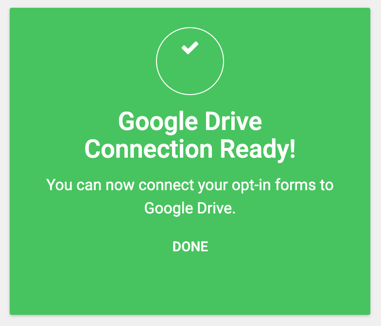 Google drive connection ready in Thrive Dashboard.