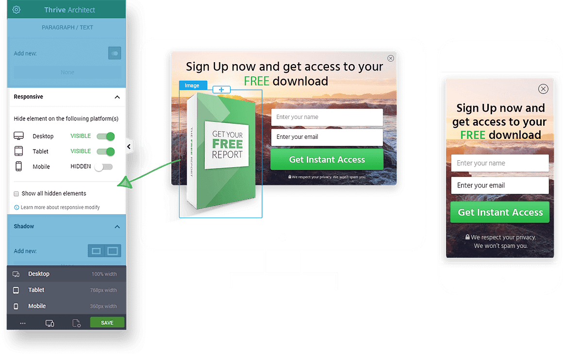 Mobile optimized opt-in form templates