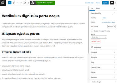 Webflow vs WordPress - post in wp editor Writing a post in the WordPress editor