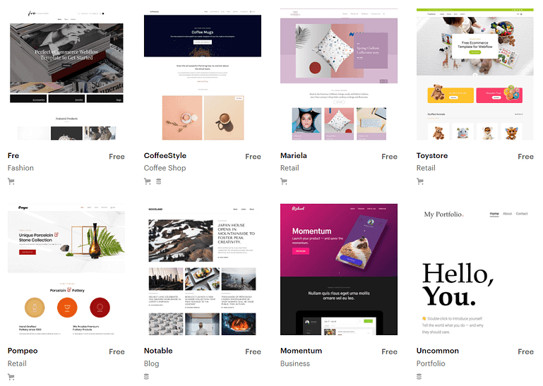 Webflow vs WordPress - Webflow - templates Webflow's templates