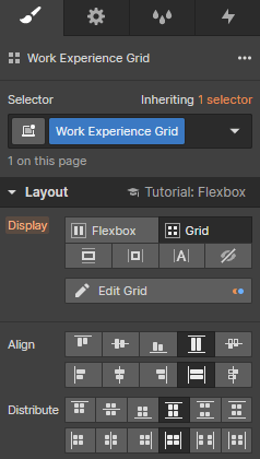 Webflow vs WordPress - Webflow UI Webflow's customization options panel