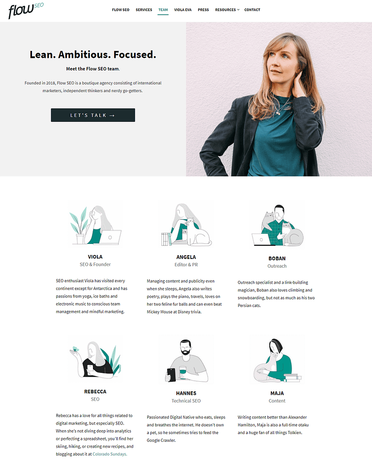 WordPress Team Page - team page - flowseo Flow SEO team page